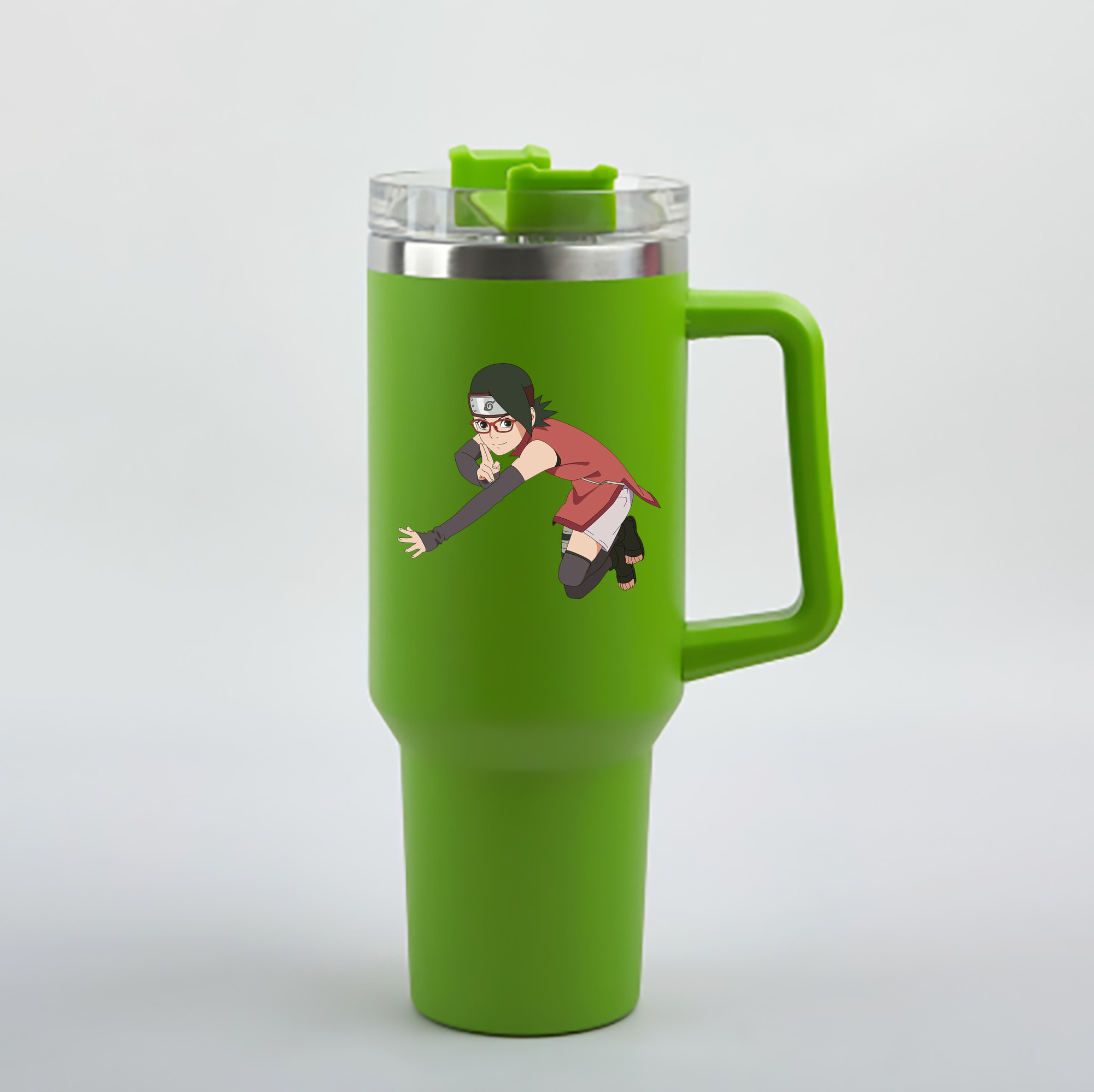 （画像用） NARUTO -ナルト- うちは サラダ Uchiha Sarada 1200mL車用タンブラー - クリスタルステッカー（プラスチックストロー付き）